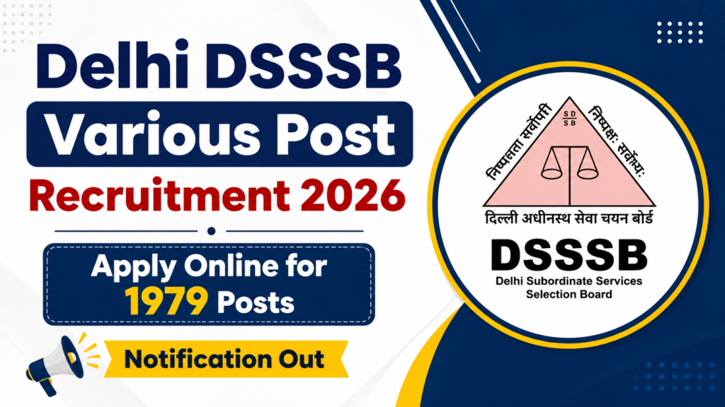 Delhi DSSSB Various Post Recruitment 2026